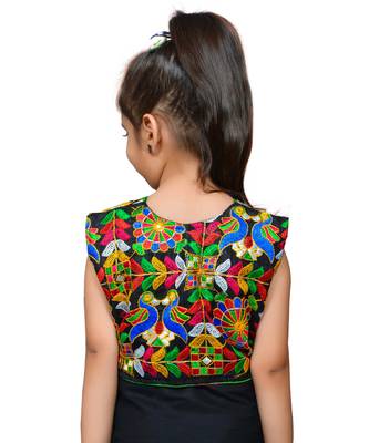 Black thread work blended cotton girls jackets coats 3