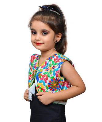 White thread work blended cotton girls jackets coats 2