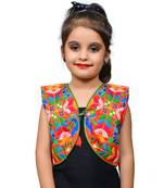 Red thread work blended cotton girls jackets coats