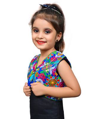 Blue thread work blended cotton girls jackets coats 2