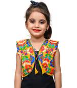 Yellow thread work blended cotton girls jackets coats