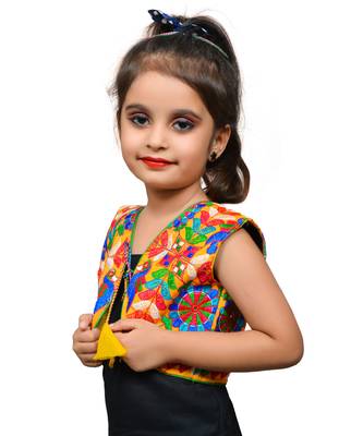 Yellow thread work blended cotton girls jackets coats 2