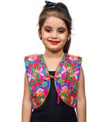 Pink thread work blended cotton girls jackets coats