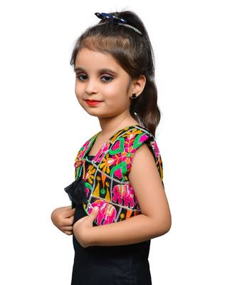 Black thread work blended cotton girls jackets coats 2