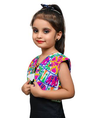 White thread work blended cotton girls jackets coats 2