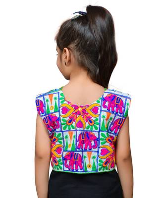 White thread work blended cotton girls jackets coats 3