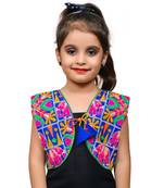 Blue thread work blended cotton girls jackets coats