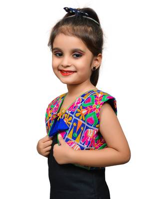 Blue thread work blended cotton girls jackets coats 2