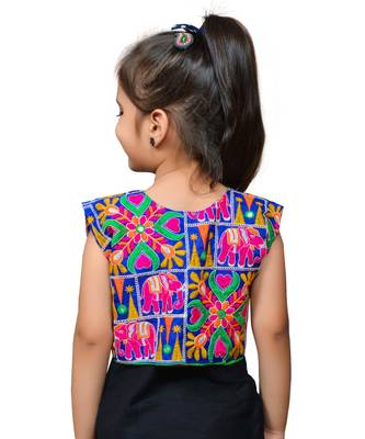 Blue thread work blended cotton girls jackets coats 3