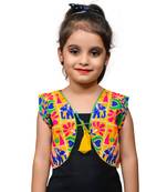 Yellow thread work blended cotton girls jackets coats
