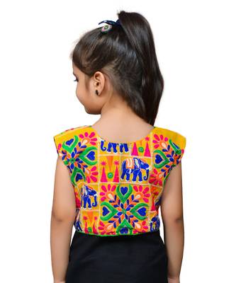 Yellow thread work blended cotton girls jackets coats 3