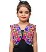 Pink thread work blended cotton girls jackets coats