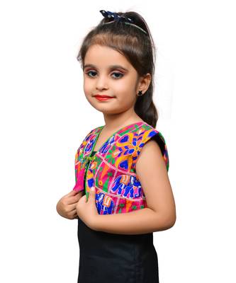 Pink thread work blended cotton girls jackets coats 2