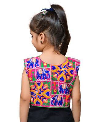 Pink thread work blended cotton girls jackets coats 3