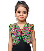 Black thread work blended cotton girls jackets coats