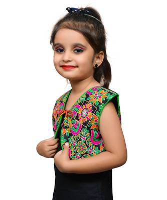 Black thread work blended cotton girls jackets coats 2