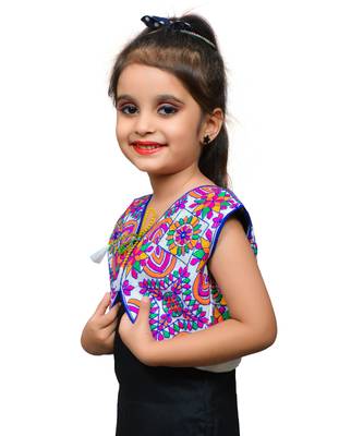 White thread work blended cotton girls jackets coats 2