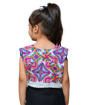 White thread work blended cotton girls jackets coats 3