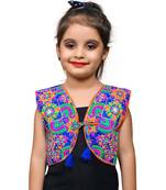 Blue thread work blended cotton girls jackets coats