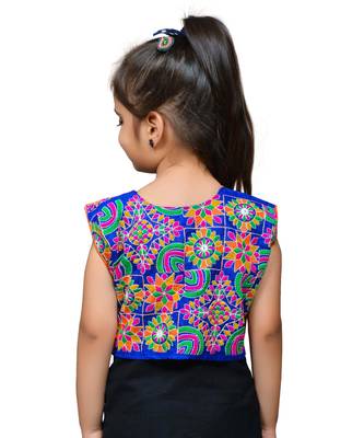 Blue thread work blended cotton girls jackets coats 3