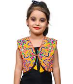 Yellow thread work blended cotton girls jackets coats