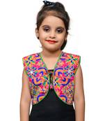 Pink thread work blended cotton girls jackets coats