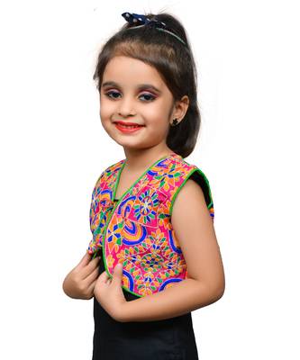 Pink thread work blended cotton girls jackets coats 2