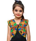 Black thread work blended cotton girls jackets coats