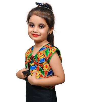 Black thread work blended cotton girls jackets coats 2