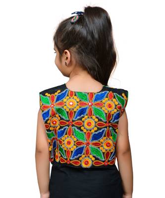 Black thread work blended cotton girls jackets coats 3