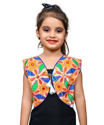 White thread work blended cotton girls jackets coats 1