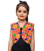 Red thread work blended cotton girls jackets coats