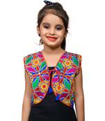 Blue thread work blended cotton girls jackets coats