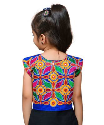 Blue thread work blended cotton girls jackets coats 3