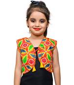 Yellow thread work blended cotton girls jackets coats