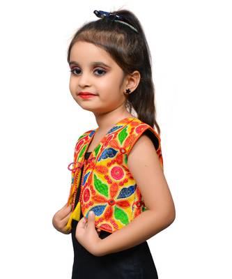 Yellow thread work blended cotton girls jackets coats 2