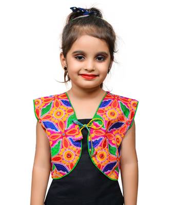 Pink thread work blended cotton girls jackets coats 1