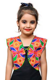 Pink thread work blended cotton girls jackets coats