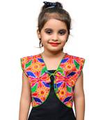 Pink thread work blended cotton girls jackets coats