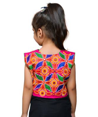 Pink thread work blended cotton girls jackets coats 2