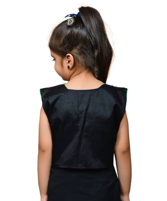 Black thread work blended cotton girls jackets coats 3