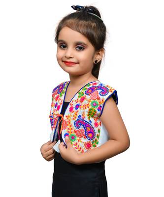 White thread work blended cotton girls jackets coats 2