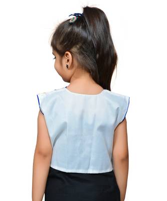 White thread work blended cotton girls jackets coats 3