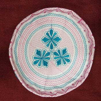 blue and pink embroidred prayer cap 2
