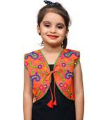 Red thread work blended cotton girls jackets coats