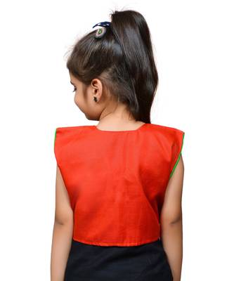 Red thread work blended cotton girls jackets coats 3