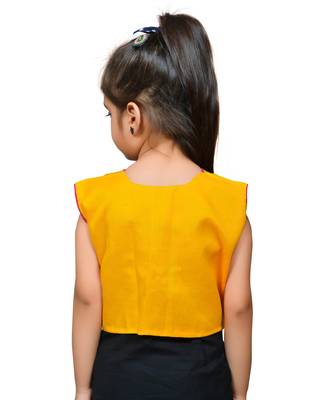 Yellow thread work blended cotton girls jackets coats 3