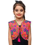 Pink thread work blended cotton girls jackets coats