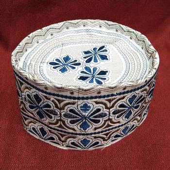 blue embroidered muslim prayer cap 1