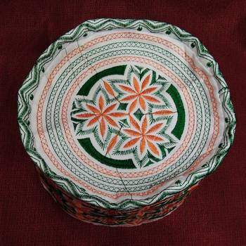 Orange and green embroidered islamic crow cap 2